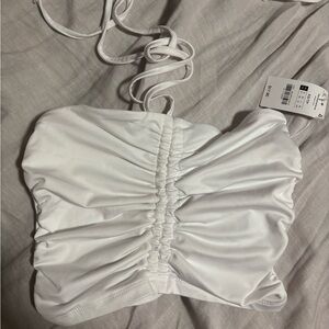 White Ruched Women's Top